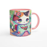 Charming Kawaii Cat Mug - Traditional Japanese Attire Design 11oz Ceramic Cup -